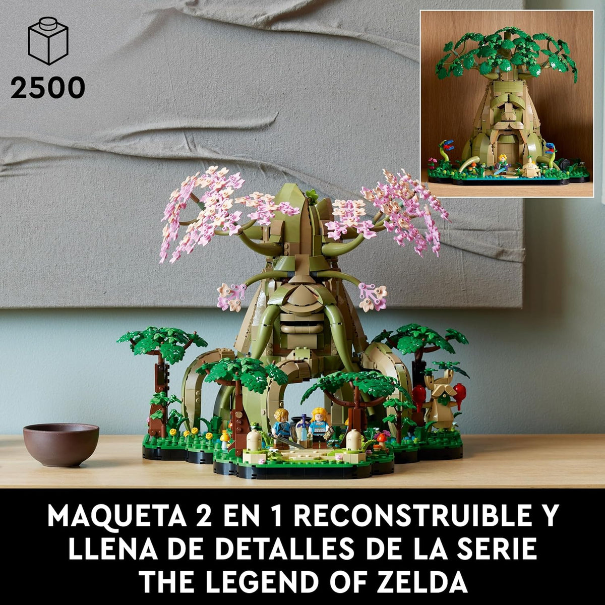 The Legend of Zelda Wielkie Drzewo Deku „2 w 1”, Zestaw Modelarski dla Dorosłych z Zeldą i 3 Minifigurkami Linka, Prezent dla Fanów Gier Wideo Ocarina of Time i Breath of The Wild 77092