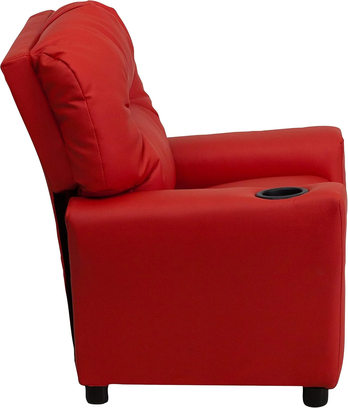 Flash Furniture Contemporary Kids Recliner with Cup Holder, Wood, Beige Vinyl, 26" x 21" x 21"