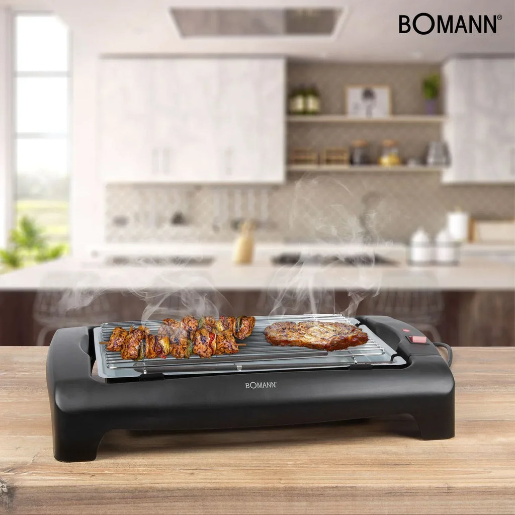 Bomann BQ 1240 - Grill Elektryczny Z Chromowanym Rusztem 35,5 X 24,5 Cm, 2000 W, Kolor Czarny