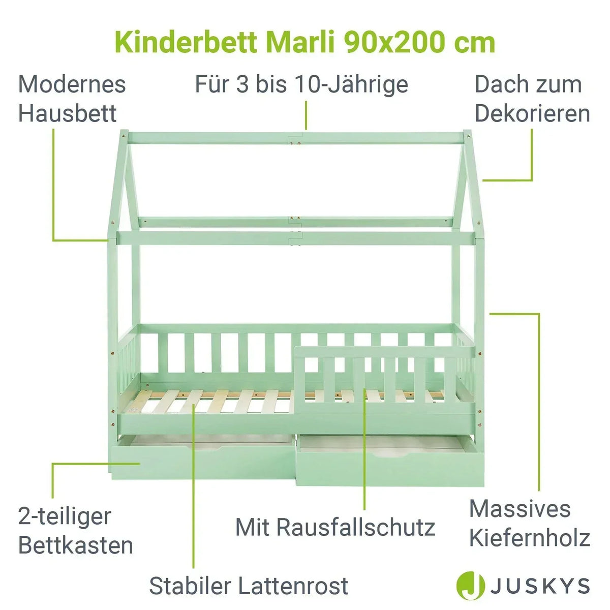 2026 Łóżko dziecięce Marli 90 x 200 cm ze schowkami