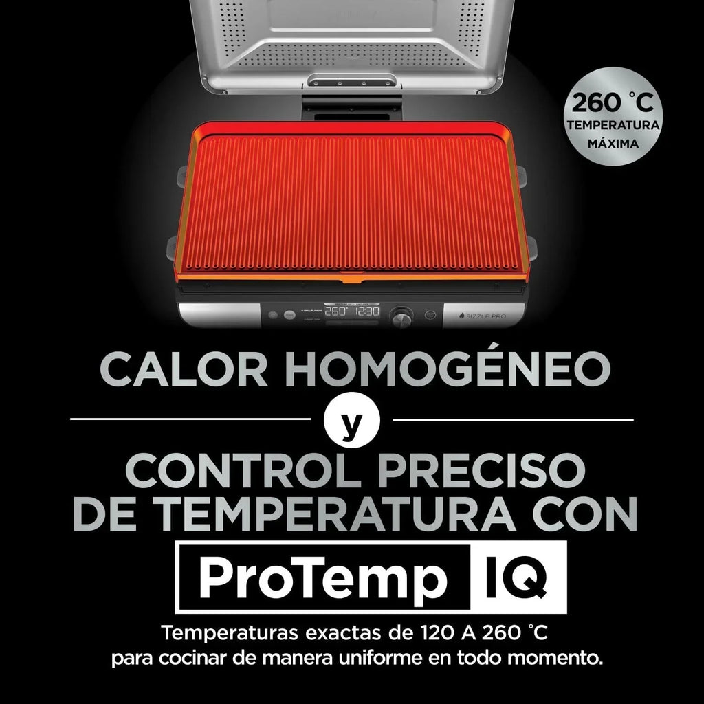 Ninja Sizzle Pro XL grill i płyta grillowa do użytku wewnątrz pomieszczeń z nieprzywierającą ceramiczną płytą grillową, odłączaną pokrywą, pojemnikiem na tłuszcz i książką z przepisami, srebrno-czarny GX101EU