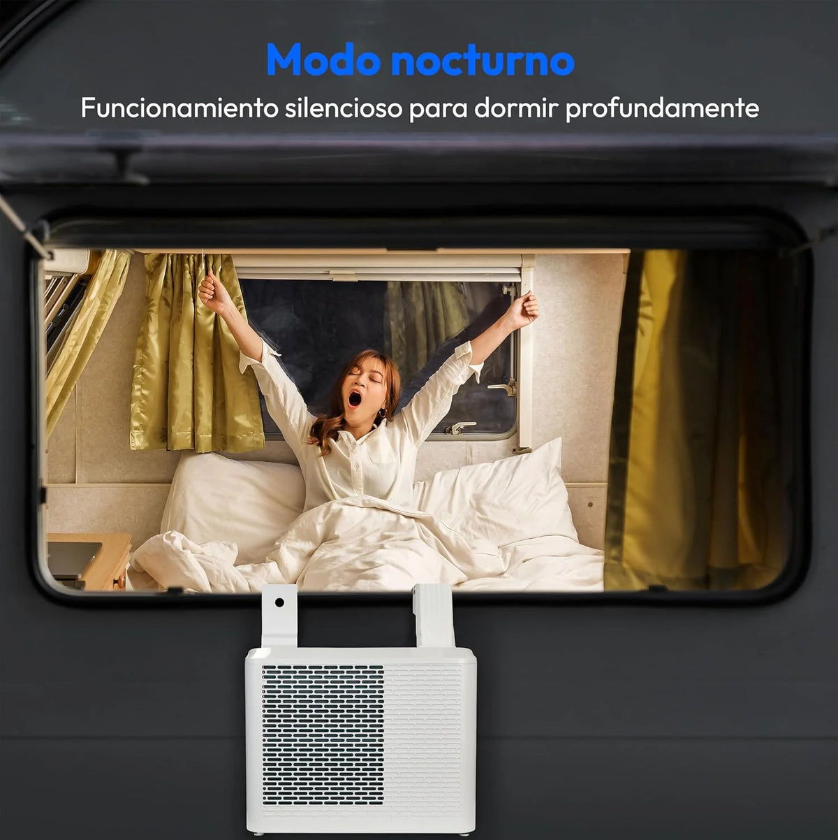 Klimatyzator MEDION Smart Split do przyczepy kempingowej P502 (5000 BTU, 3 w 1, chłodzenie, osuszanie, wentylator, do 12 m², idealny do przyczep kempingowych, kamperów, tryb nocny, WiFi, aplikacja, MD 37735)