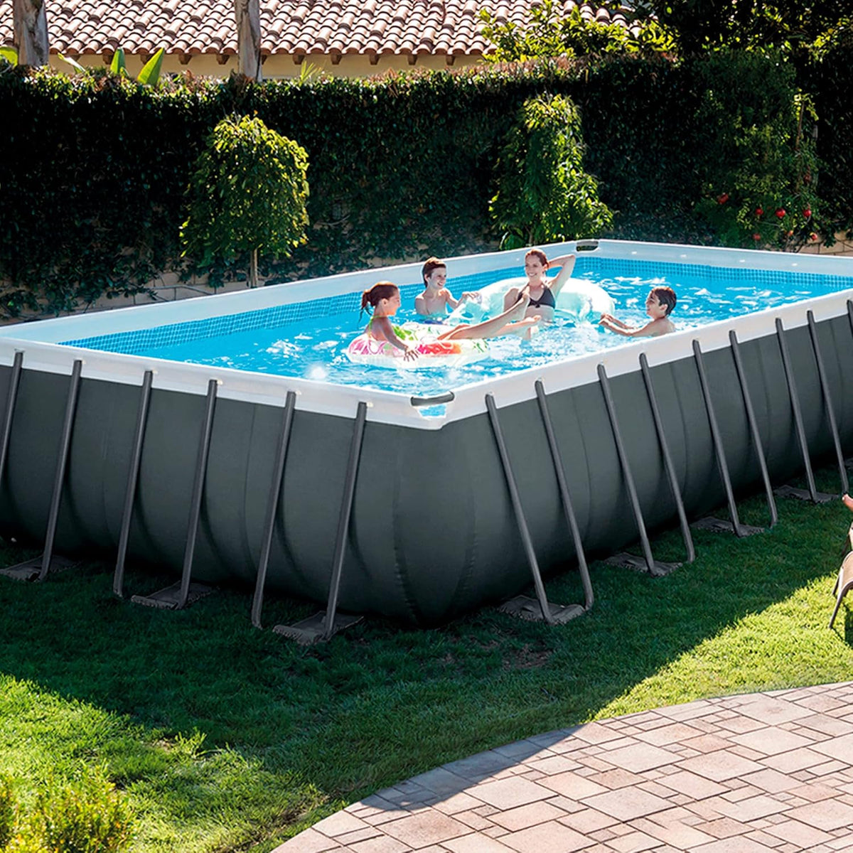 INTEX 55222 - Basen rozporowy 732x366x132 cm Pakiet Deluxe + pompa filtrująca z chlorinatorem
