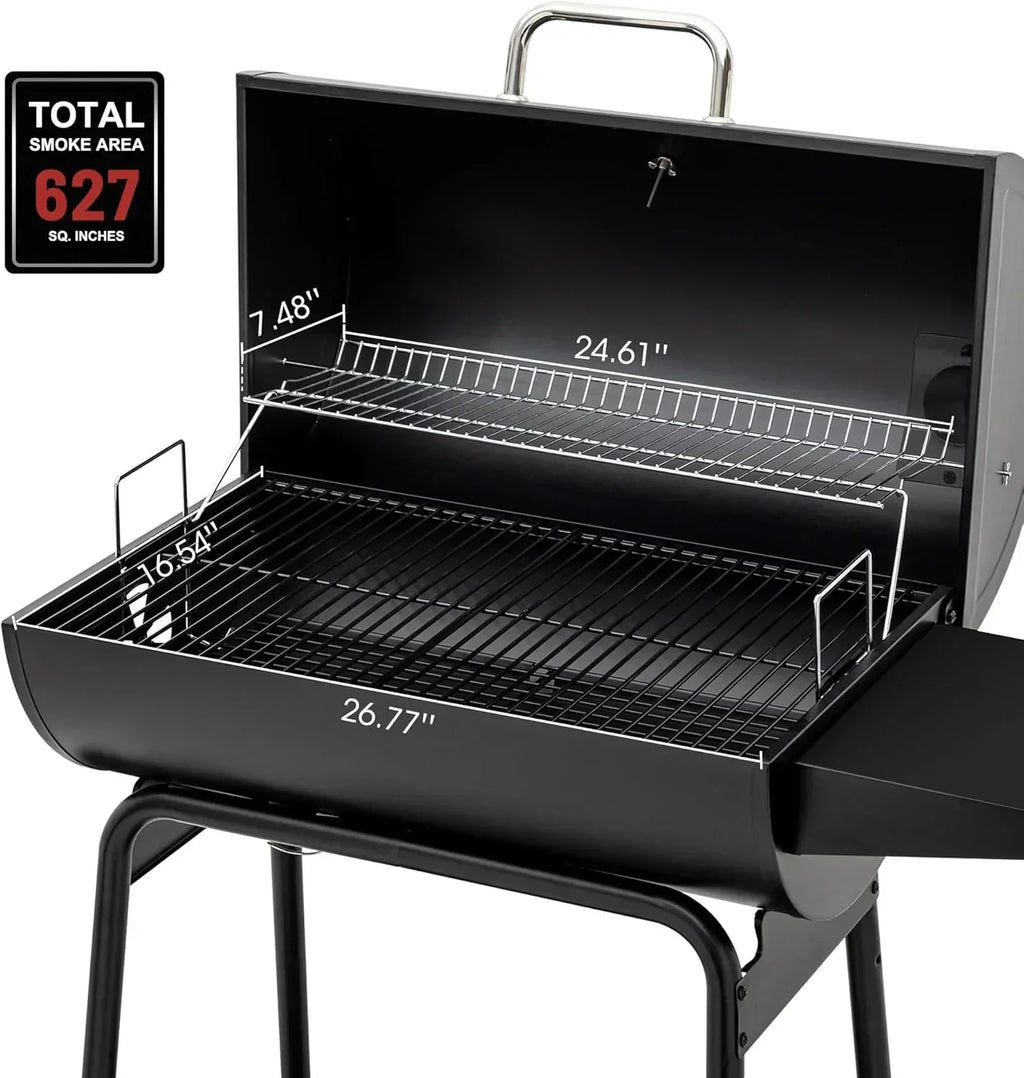 2026 Royal Gourmet CC1830 30-calowy grill węglowy ze składanym stołem bocznym, czarny grill ogrodowy z rusztem o powierzchni 627 cali kwadratowych, idealny na taras, do ogrodu i na przyjęcia