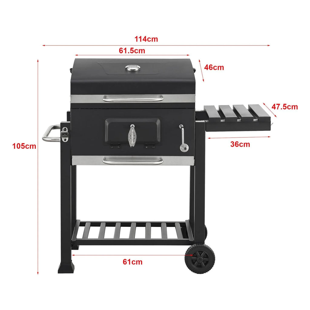 Grill Węglowy Arnad Z 3 Półkami Stalowy 105x114x48cm - Czarny [casa.pro]