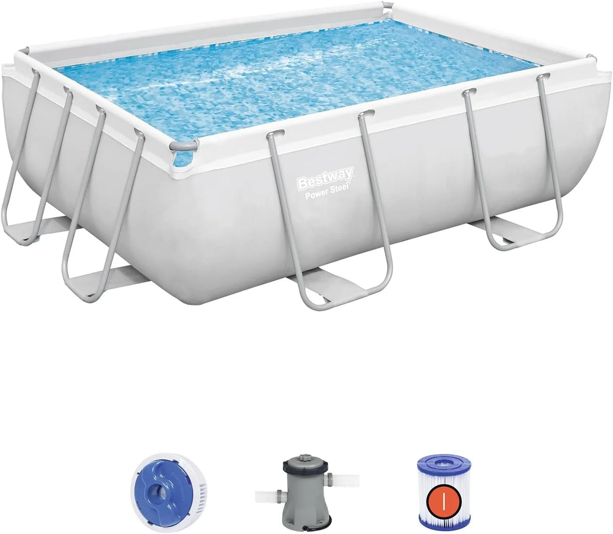 BESTWAY 56629C - Basen stelażowy Power Steel 282x196x84 cm z pompą filtrującą kartuszową 1,249 L/H