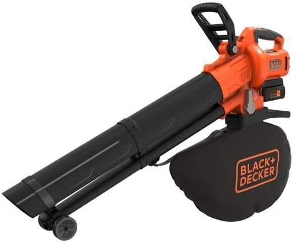 BLACK+DECKER Dmuchawa, odkurzacz i rozdrabniacz do liści 36 V, akumulatorowa, z workiem na liście 45 L i akumulatorem litowym 2,5 Ah, BCBLV3625L1-QW
