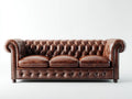 Sofa 3-osobowy skóra syntetyczna 210x90x75 cm - ciemnobrązowy - pikowany klasyczny styl chesterfield