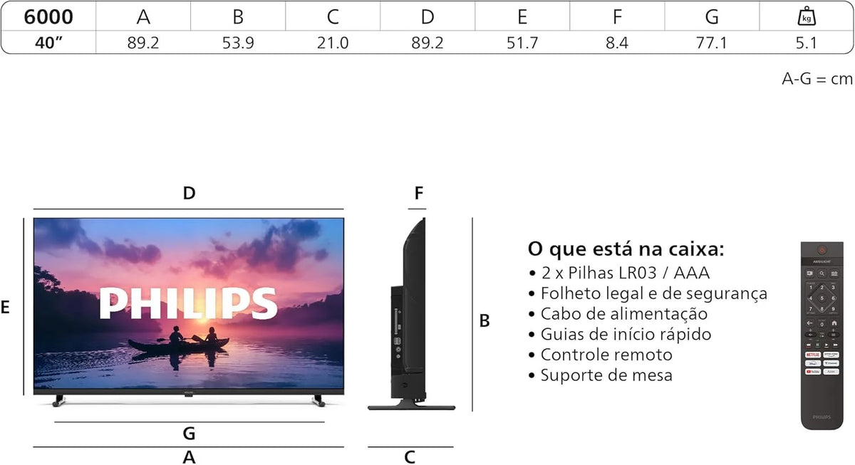 40PFS6000 HD LED Smart TV – Telewizor 40 cali z Pixel Plus, systemem Titan OS i dźwiękiem Dolby Digital – Działa z asystentami Alexa i Google Voice