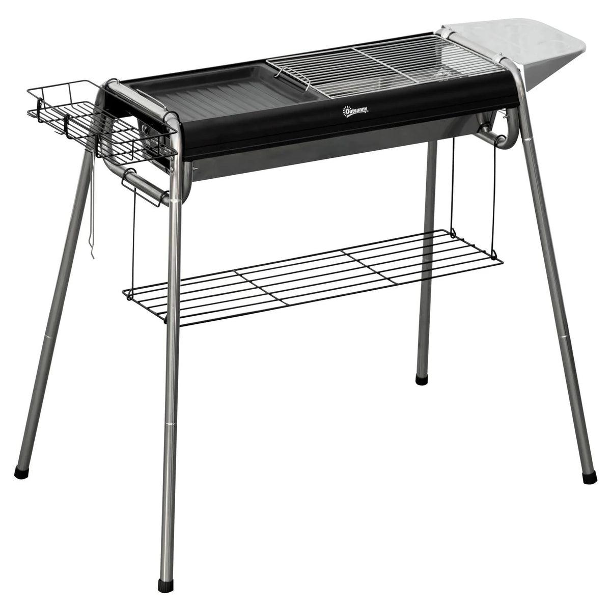 Grill Węglowy Outsunny, Stal Nierdzewna, Metal, 96x61x72 cm, Czarny