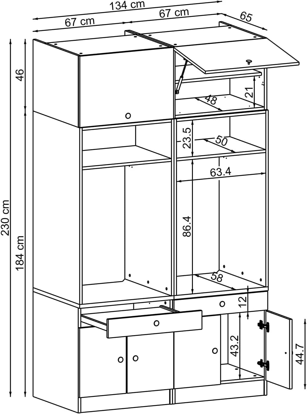 • Szafka na pralkę z wysuwaną półką • Oszczędność miejsca • Praktyczna • Idealna do pralni (dąb czarny, 2 x szafka + 2 x akcesoria (230 cm wysokości)