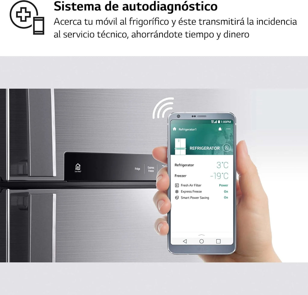 GBP61DSXGC - Lodówka kombi No Frost, zamrażarka, sprężarka Smart Inverter, kolor Inox Antihuellas, 186 cm, 341 l