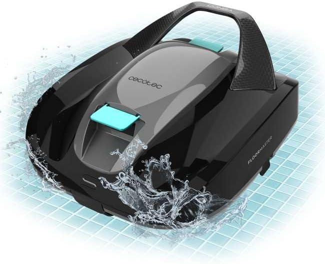 Cecotec Robot do czyszczenia basenu bezprzewodowy Conga Pooldroid 2000 FloorMaster. Czas pracy 100 min, Basen bez pochyłości, do 80m2, Maksymalna głębokość 2,5m, Pojemność 2,5L, Filtr o wysokiej wydajności
