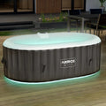 Arebos Nadmuchiwane spa z oświetleniem LED | Nadmuchiwane | Do użytku wewnętrznego i zewnętrznego | 190x120 cm Owalne | 2 osoby | 90 dysz masujących | Z ogrzewaniem | 550 litrów | Pokrywa w zestawie | Spa bąbelkowe