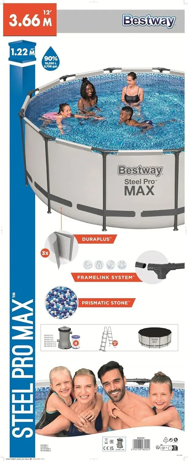 Bestway Steel Pro MAX 12' x 48"/3,66m x 1,22m Zestaw Basenowy