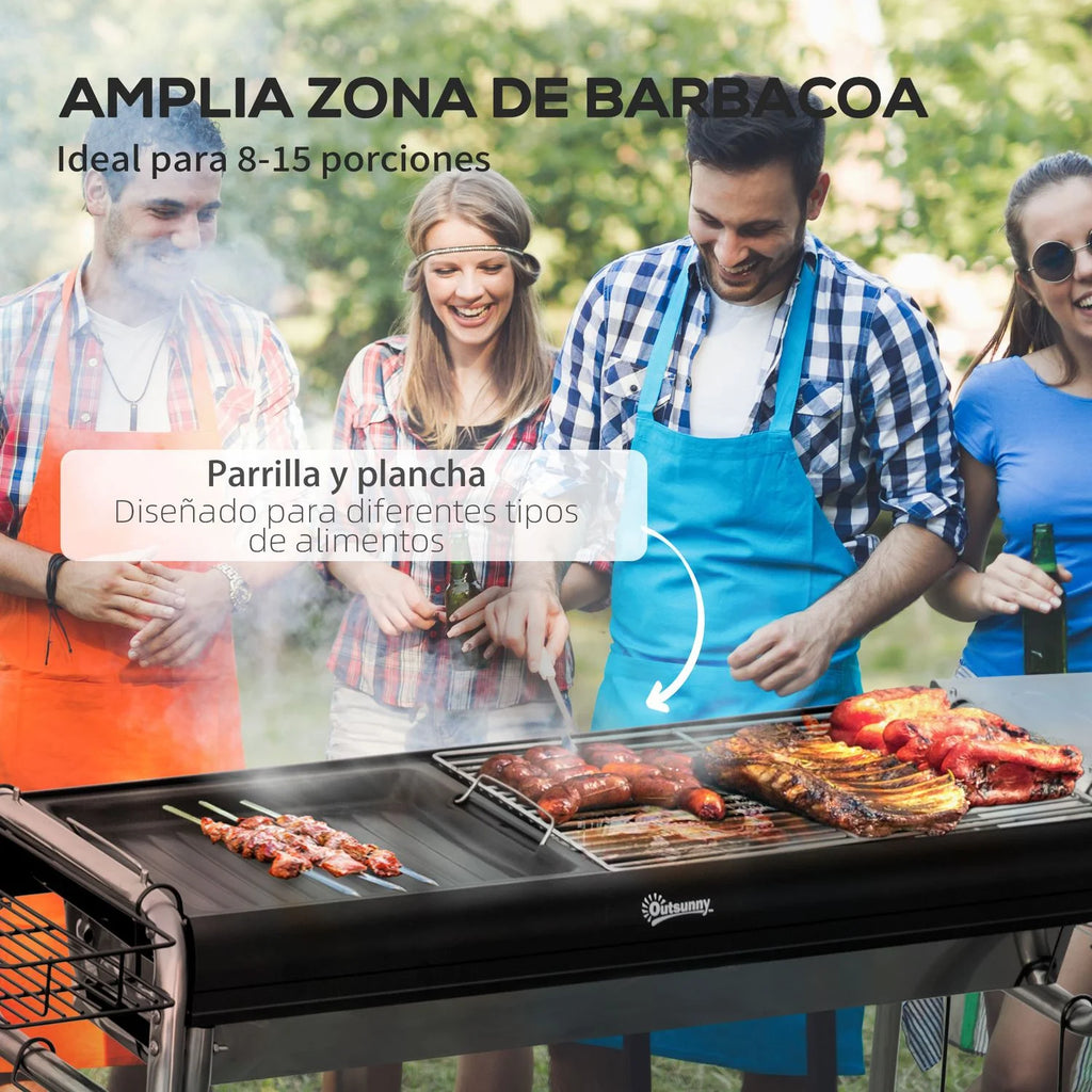 Grill Węglowy Outsunny, Stal Nierdzewna, Metal, 96x61x72 cm, Czarny