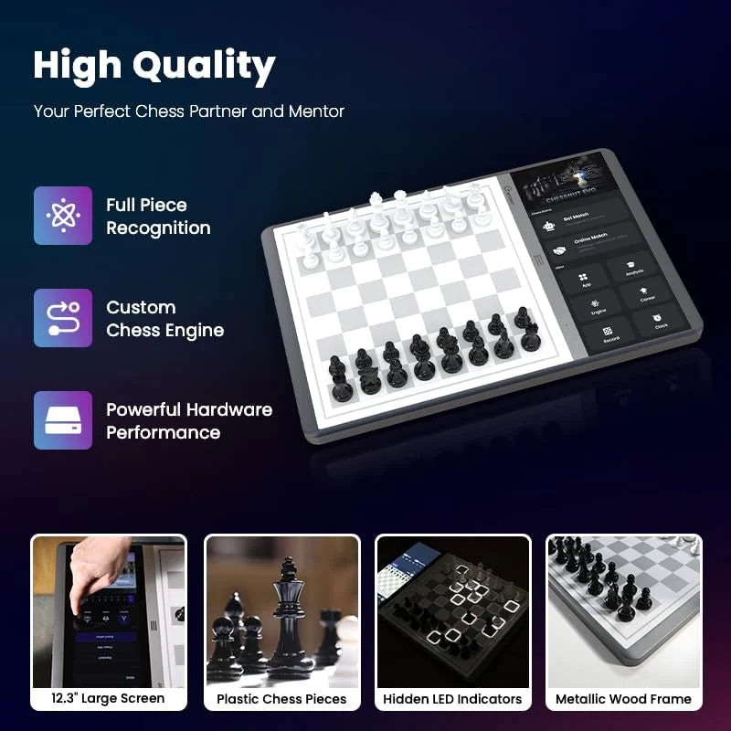 Szachownica AI Chessnut EVO — zintegrowany silnik Maia, konfigurowalny bot szachowy, pełne rozpoznawanie figur, obsługa głównych platform, inteligentna konstrukcja all-in-one