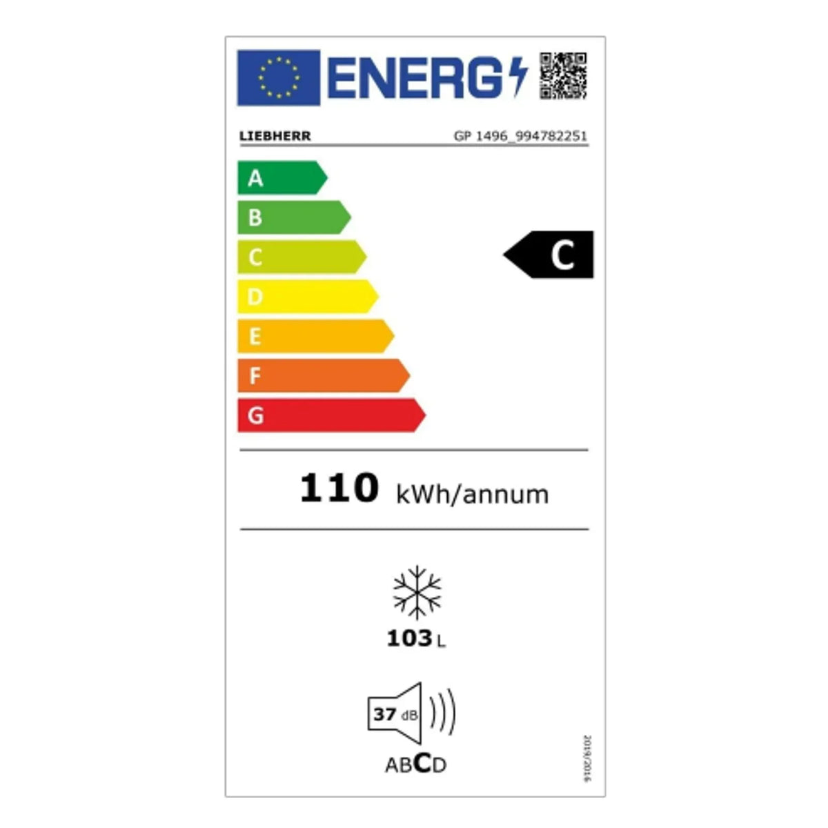 2026 Zintegrowana zamrażarka Liebherr GP 1496 Premium podblatowa – 103 litry, klasa C, biała