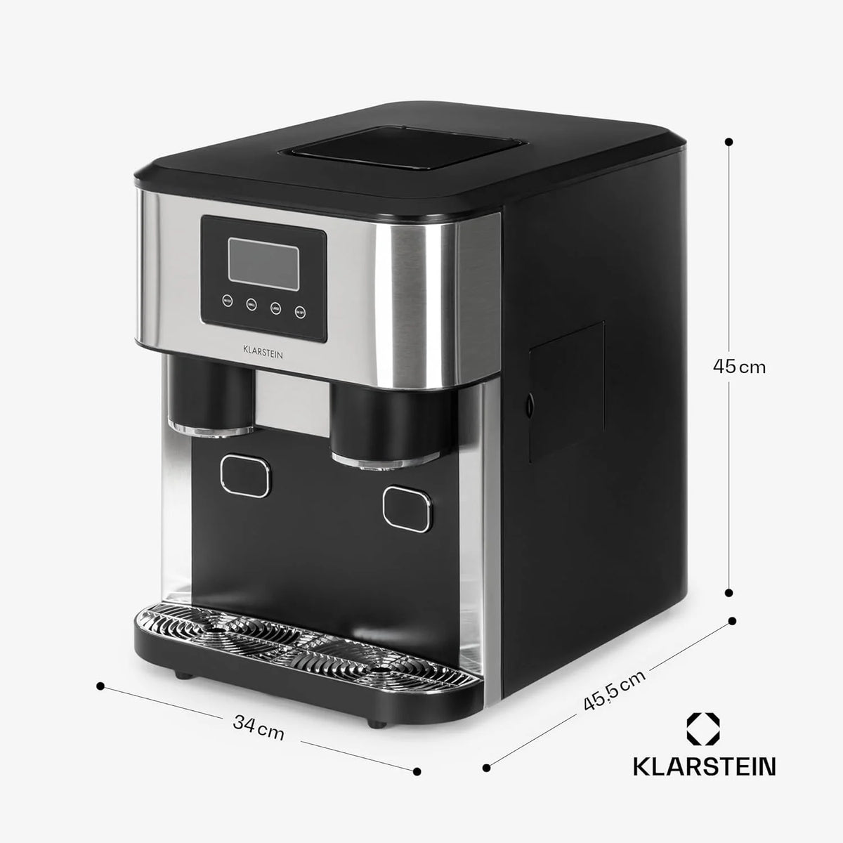 Klarstein Maquina de Hielo Doméstica, 1,8L, Szary, Kostkarka do Lodu 15 kg, do Robienia Kostek Lodu i Kruszonego Lodu w Domu, z Panelem Dotykowym i Systemem Łatwego Czyszczenia, Funkcja Szybka