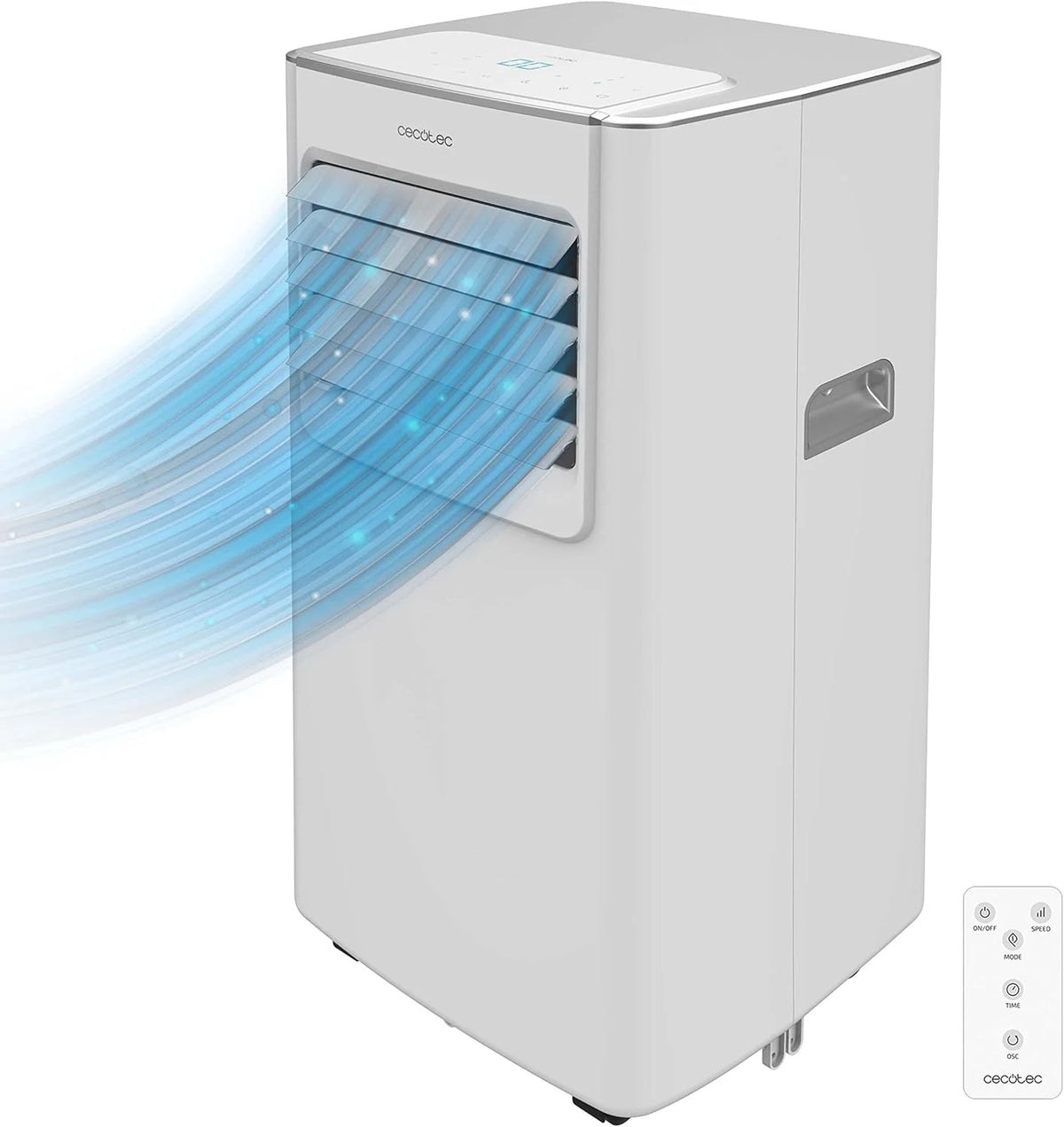 Przenóśny klimatyzator Cecotec z pilotem ForceClima 7100. 7000 BTU, niskie zużycie energii, wyświetlacz LED, 4 tryby, 2 prędkości, zasięg 15-20m2