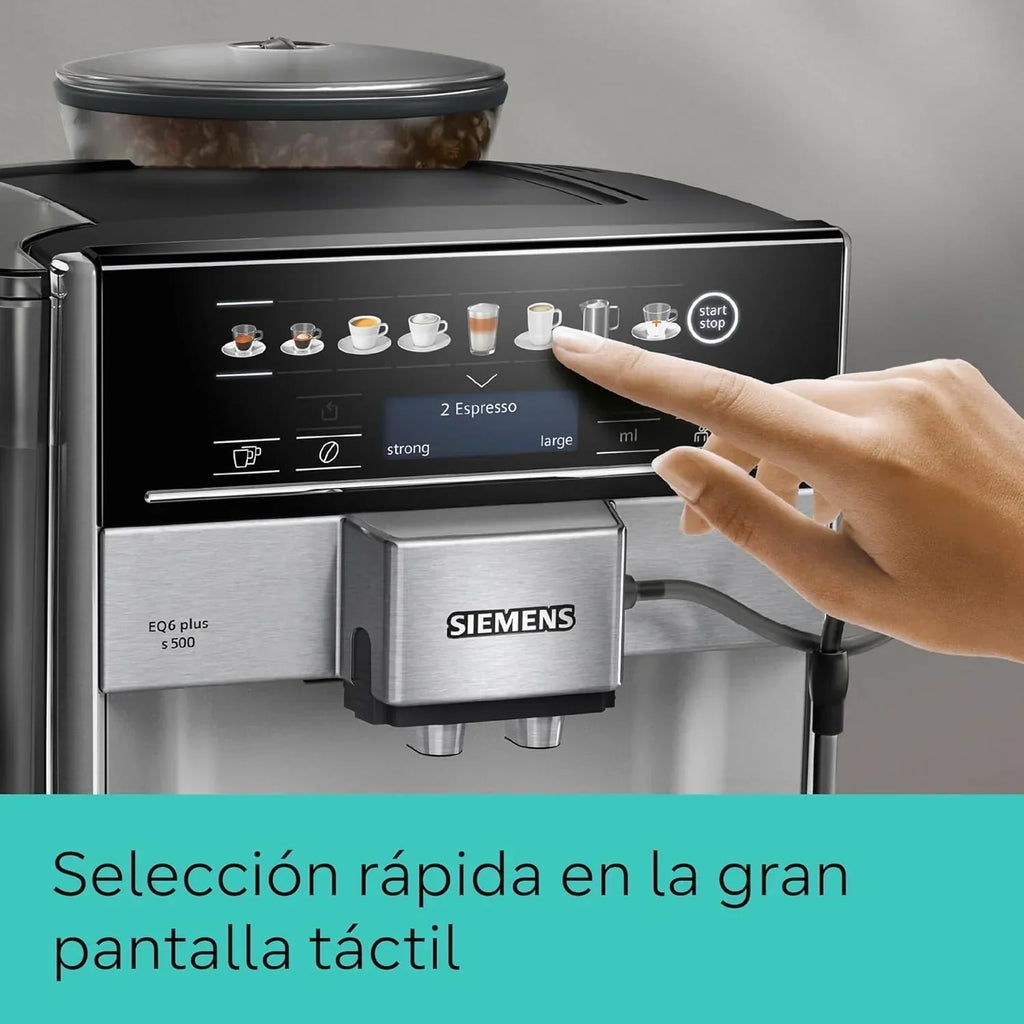 Siemens – Ekspres automatyczny EQ6 plus s500, aromaDouble Shot, autoMilk Clean, ceramDrive, Display CoffeeSelect, Czarny/Inox, TE655203RW