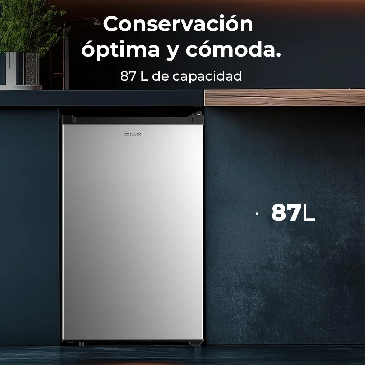 Cecotec Zamrażarka pionowa nablatowa 87L Bolero CoolMarket TF 87 Inox. 83,6 cm wysokości i 50,6 cm szerokości, niskie zużycie energii, płaskie i odwracalne drzwi, kompaktowa konstrukcja, biała