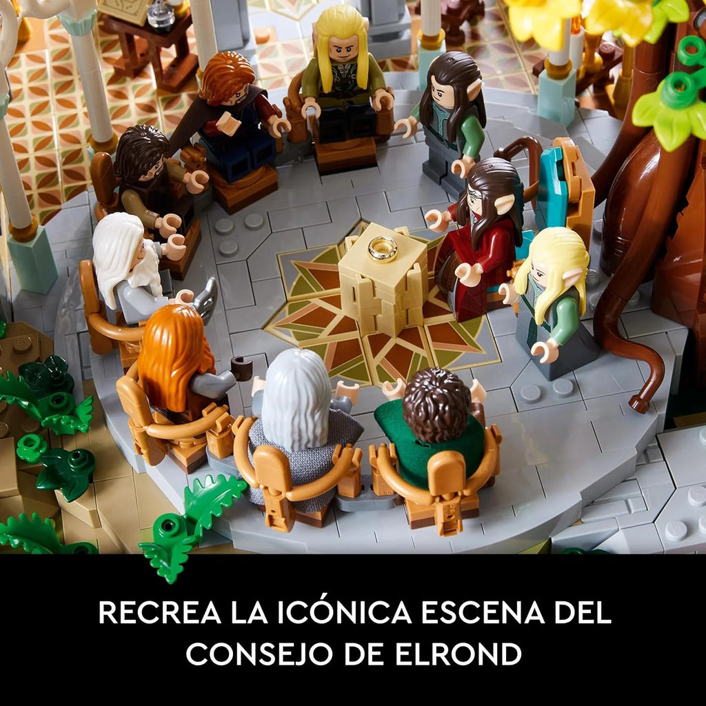 Icons Władca Pierścieni: RIVENDELL – Prezent na Dzień Ojca – Model Śródziemia do Zbudowania – Wielki Zestaw z 15 Minifigurkami, w tym Frodo, Bilbo, Gandalf i Legolas 10316