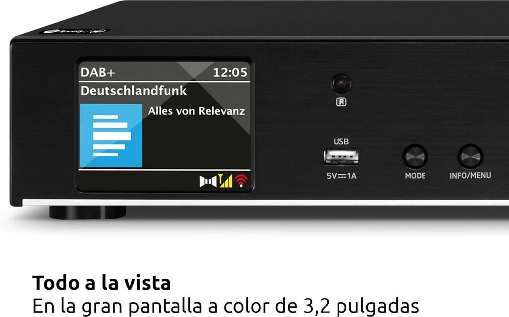 TechniSat DIGITRADIO 143 (V3) - Tuner HiFi radia internetowego (radio cyfrowe DAB+, strumieniowanie audio przez Bluetooth, Spotify Connect, antena w zestawie, pilot zdalnego sterowania, szerokość 43,5 cm)