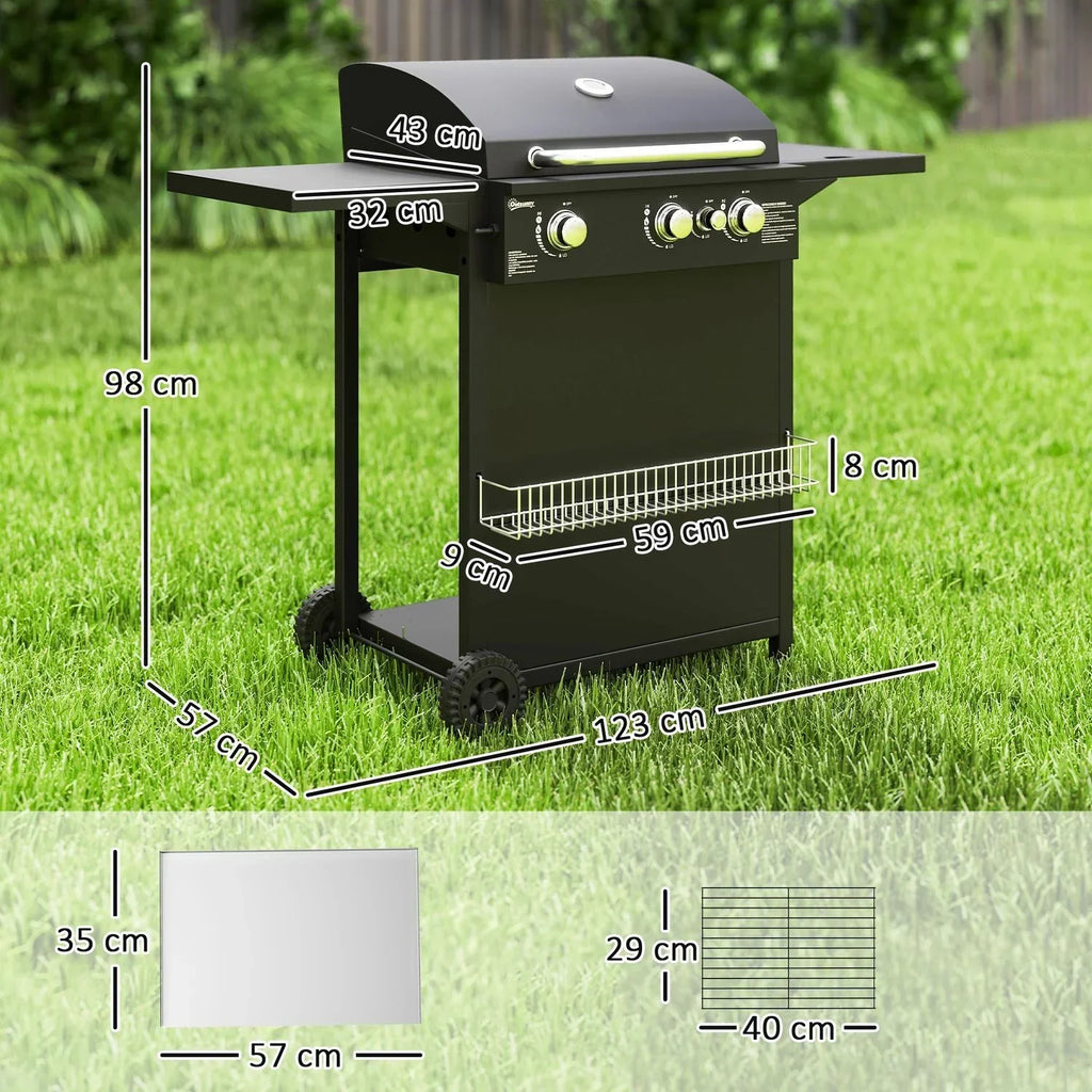 Grill gazowy ze stali ABS 123x57x98 cm-outsunny. Czarny