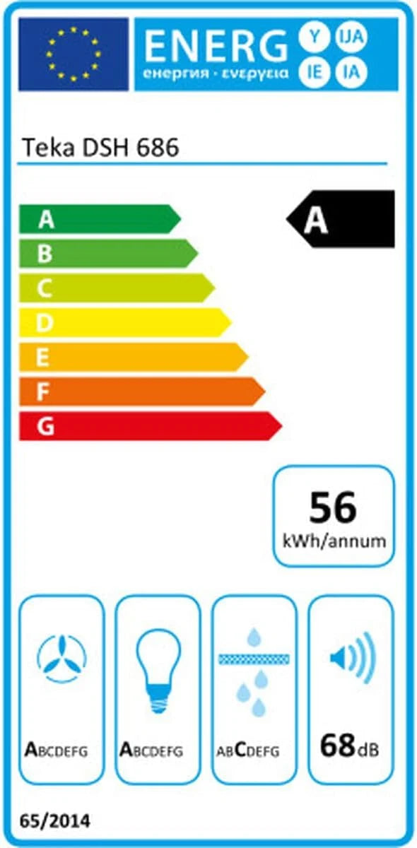 Okap ścienny TEKA z silnikiem EcoPower, 4 prędkości, biały wyświetlacz, 60 cm, DSH 686