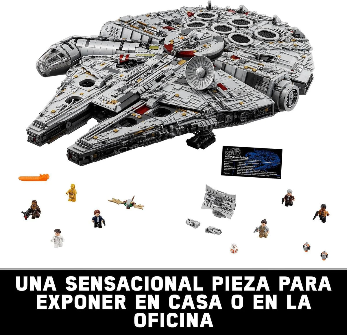 LEGO Star Wars Sokół Millennium, model konstrukcyjny dla dorosłych, statek kosmiczny Hana Solo z minifigurkami Chewbaki, Lei i C-3PO, kolekcjonerski prezent dla mężczyzn, kobiet i fanów, 75192