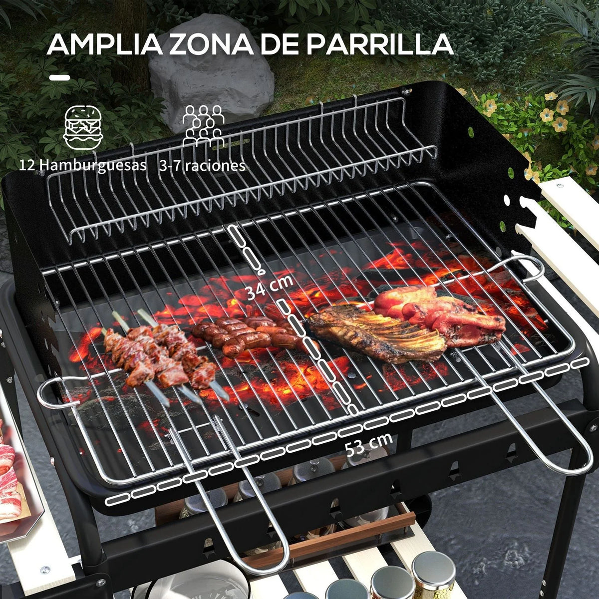 Grill węglowy Outsunny Metal Pine, 103x47x95 cm, czarny