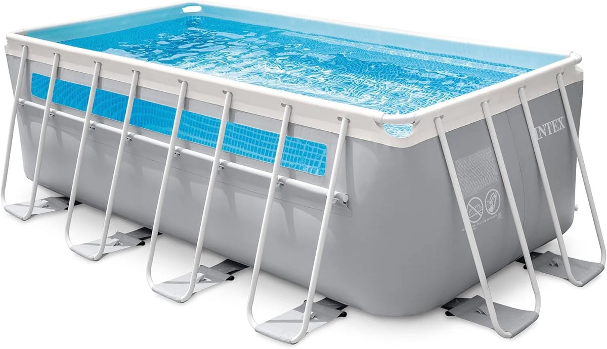 Intex Basen Rozporowy Prostokątny Prism Frame, 400x200x122 cm, Materiał Trójwarstwowy, Pojemność 8.418 L, Okno panoramiczne, Plandeka, Pokrywa, Pompa kartuszowa, Drabinka (56029)