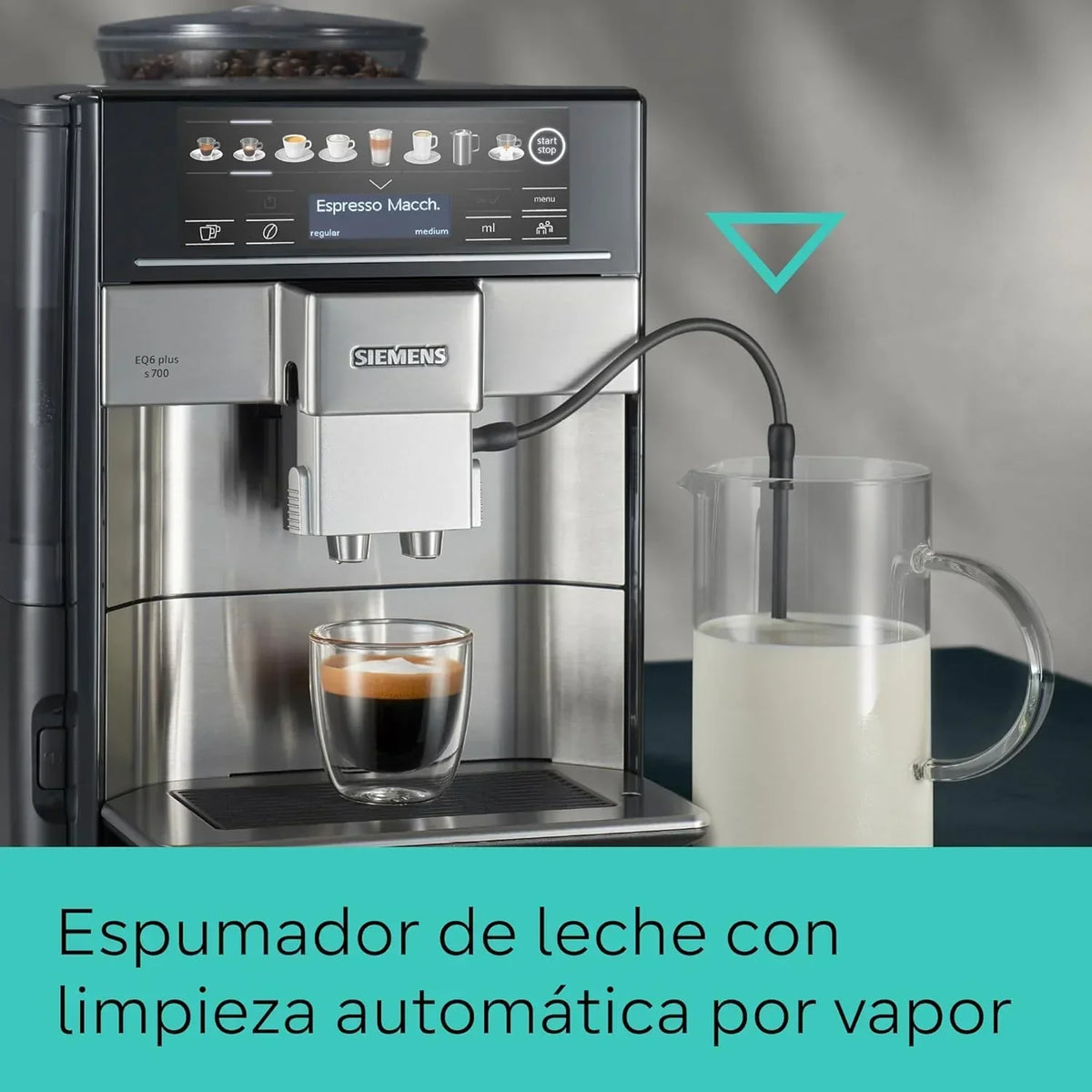 Siemens – Ekspres automatyczny EQ6 plus s500, aromaDouble Shot, autoMilk Clean, ceramDrive, Display CoffeeSelect, Czarny/Inox, TE655203RW