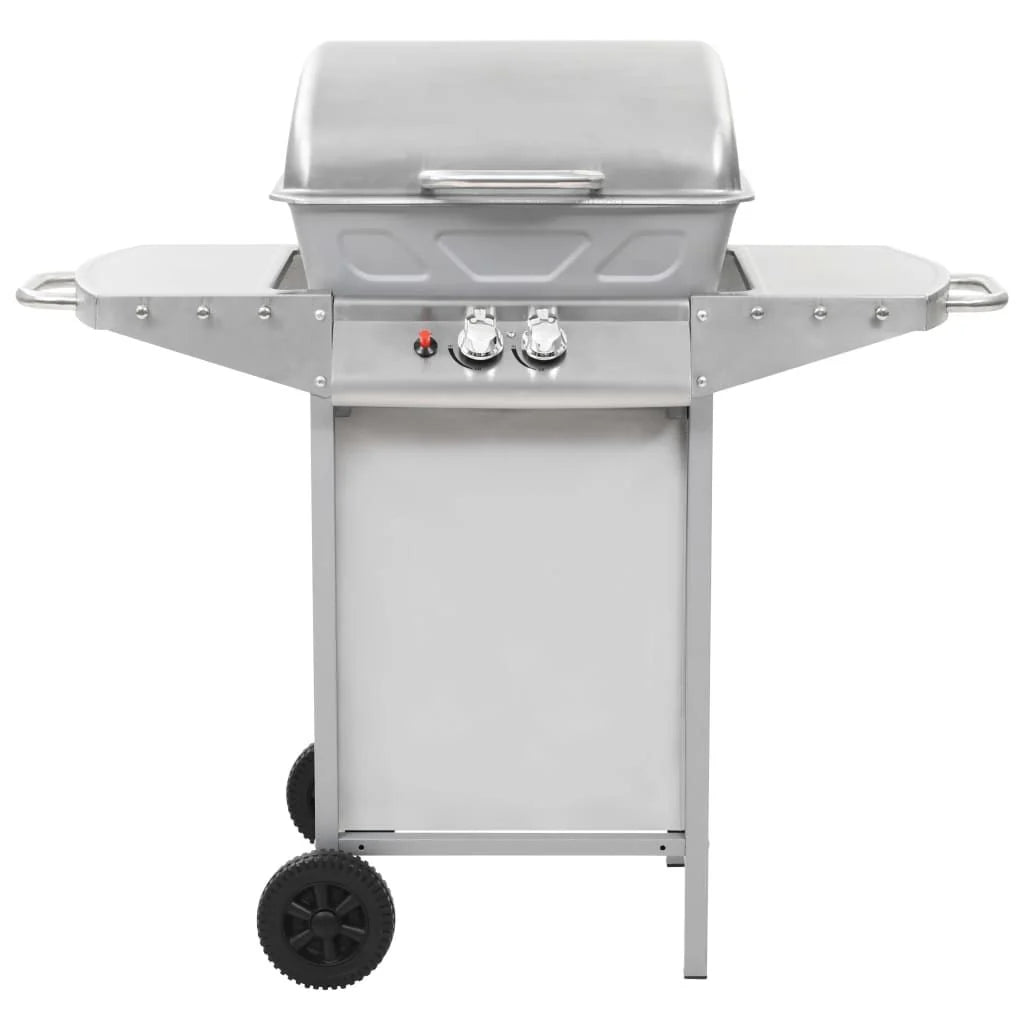 Grill Gazowy Przenośny 2 Strefy Srebrny Stal Nierdzewna Vidaxl