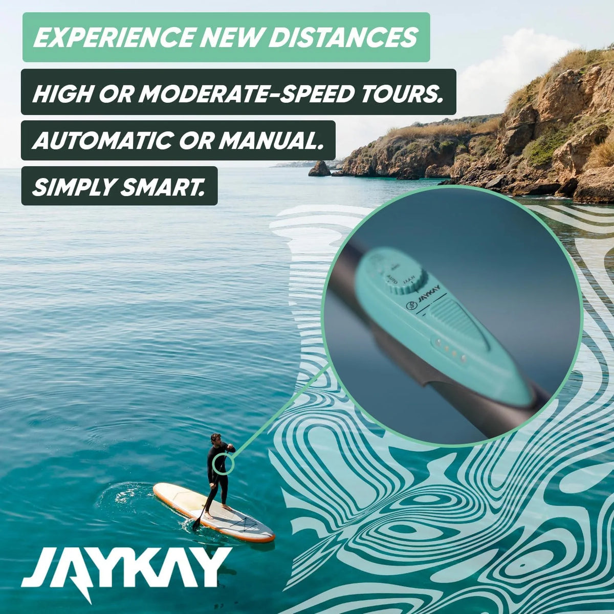 JayKay Sup E-Fin | Płetwa elektryczna do desek SUP, kajaków i windsurfingu | do 6 godzin działania