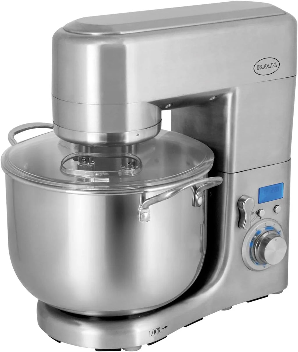Robot planetarny RGV Pastaprof PL10S, pojemność 10 l, podwójny hak, 1500 W, 6 prędkości, kolor srebrny, W