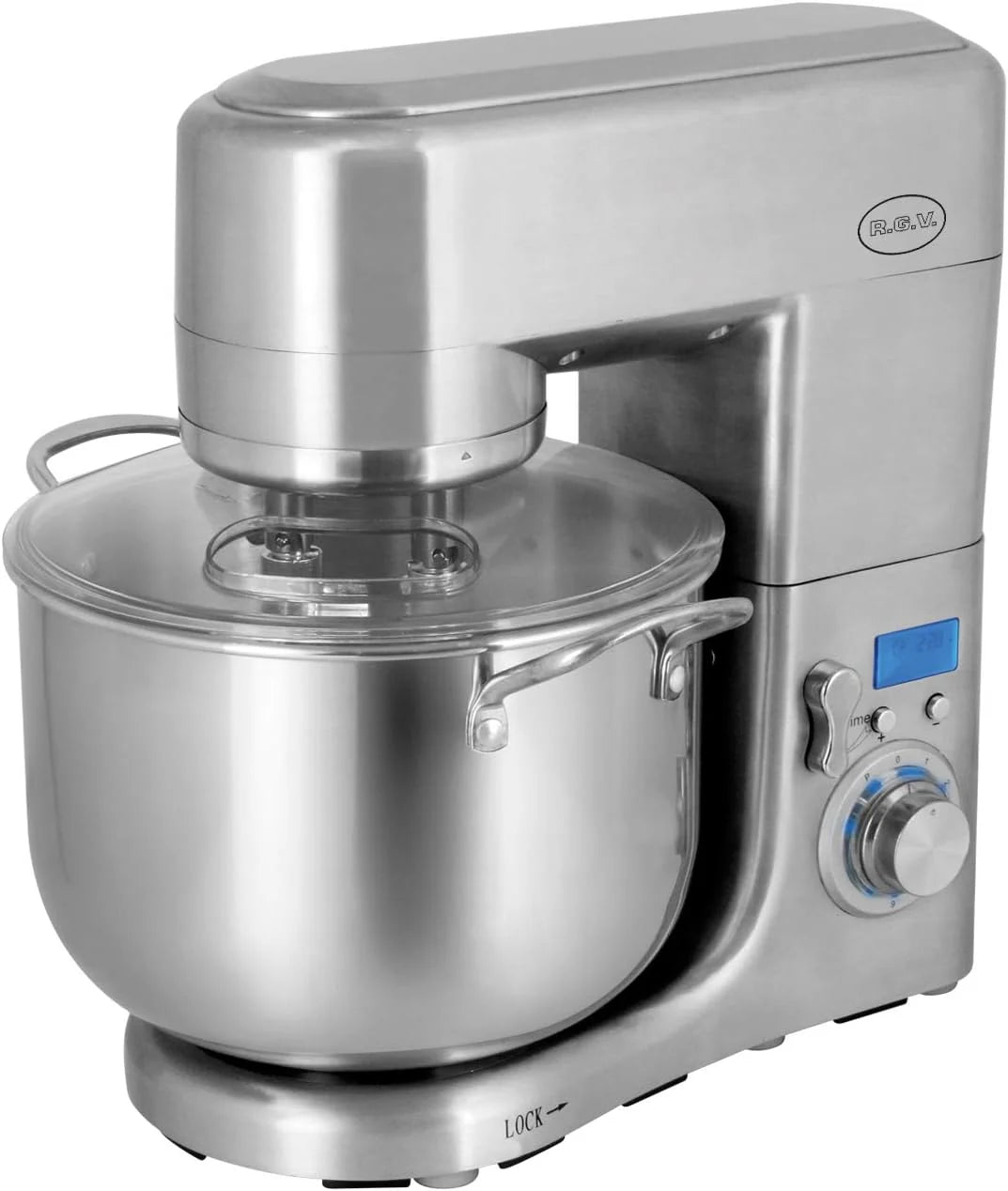 Robot planetarny RGV Pastaprof PL10S, pojemność 10 l, podwójny hak, 1500 W, 6 prędkości, kolor srebrny, W