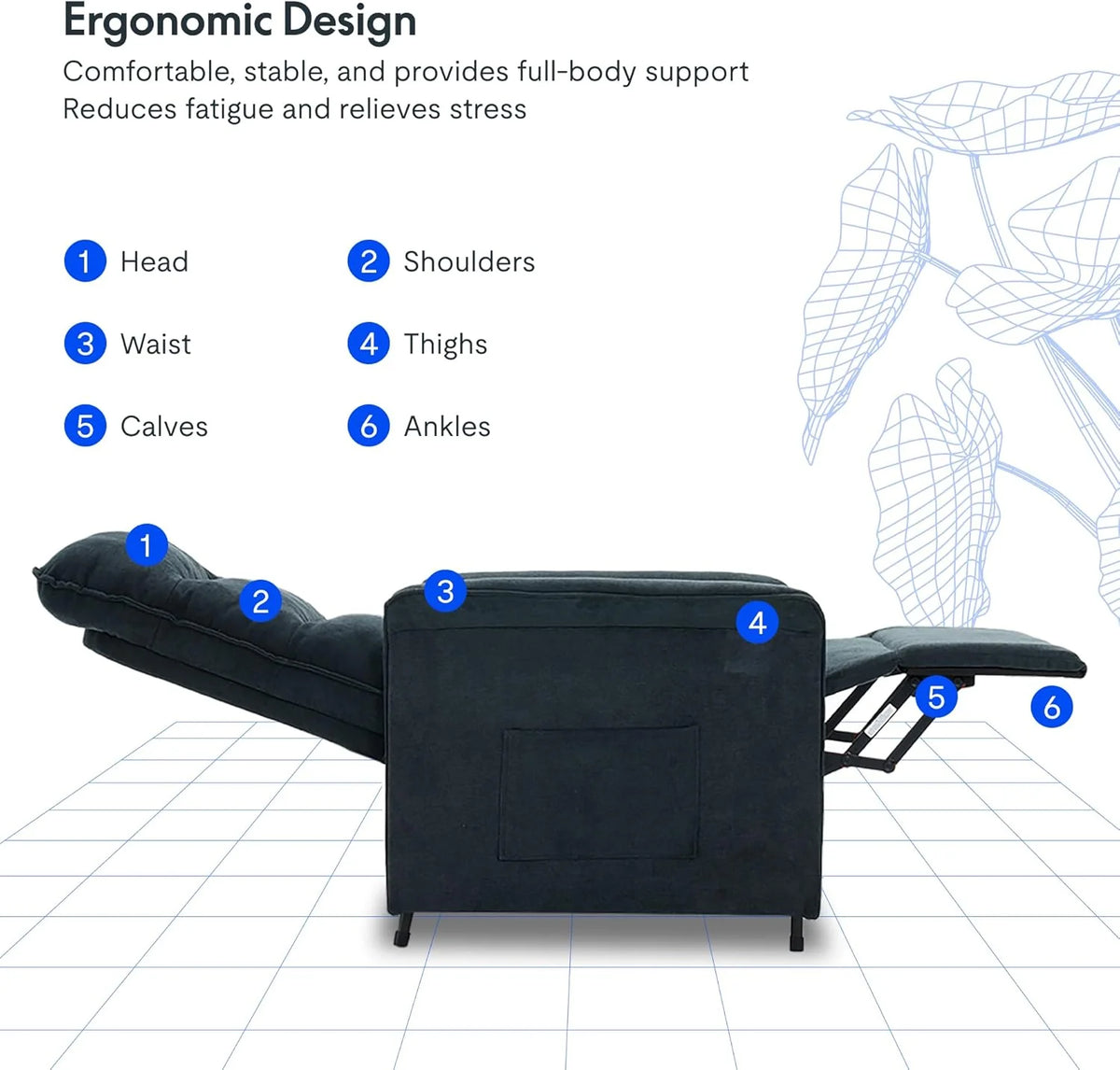 FLEXISPOT Elektryczny Fotel Relaksacyjny z Regulowanym Oparciem, Odchylany od 105° do 155°, Fotel Rozkładany, Ergonomiczna Sofa Relaksacyjna do Sypialni, Salonu i Kina Domowego (Ciemnoszary)
