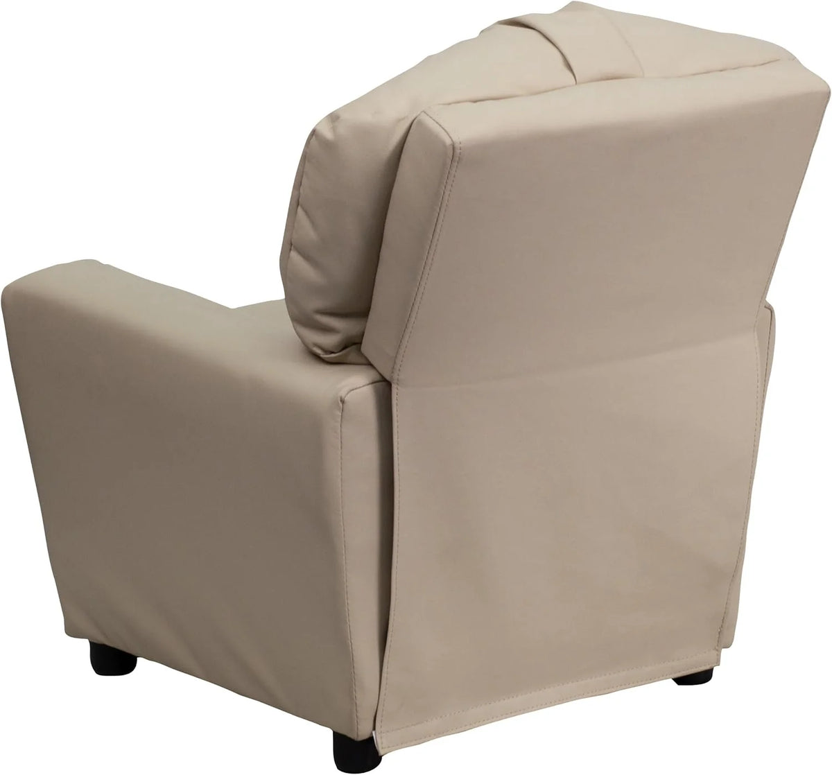 Flash Furniture Contemporary Kids Recliner with Cup Holder, Wood, Beige Vinyl, 26" x 21" x 21"