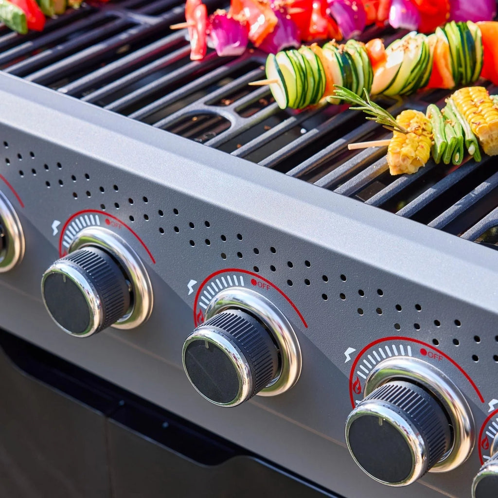 Grill gazowy Edmond czarny - 6 palników + 1 palnik boczny | Sweeek