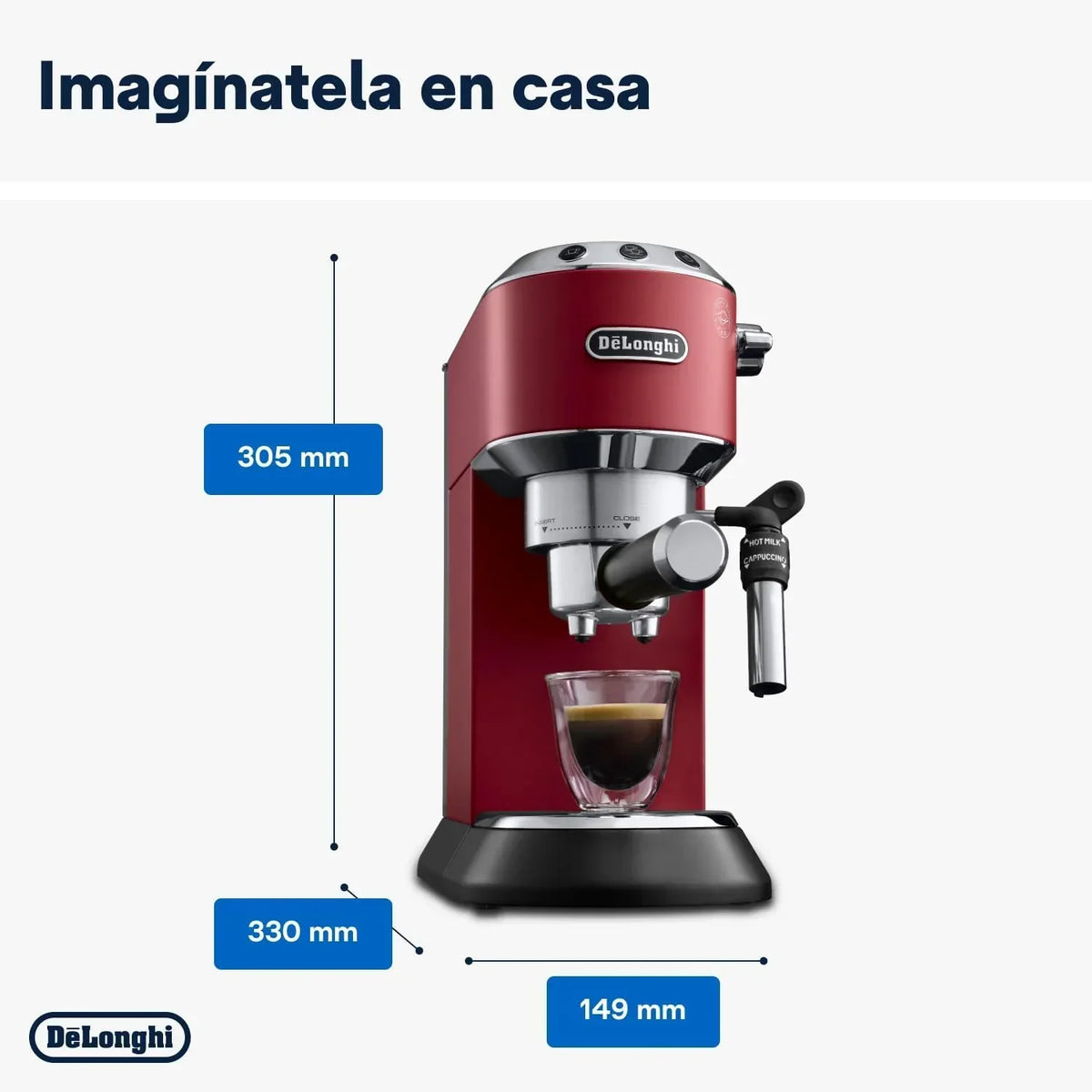 De'Longhi Dedica – Ekspres Kolbowy do Kawy Mielonej lub w Saszetkach, Espresso i Cappuccino, Zbiornik 1.3 Litra, System Anti-Drip, Model EC685.M, Kolor Metaliczny