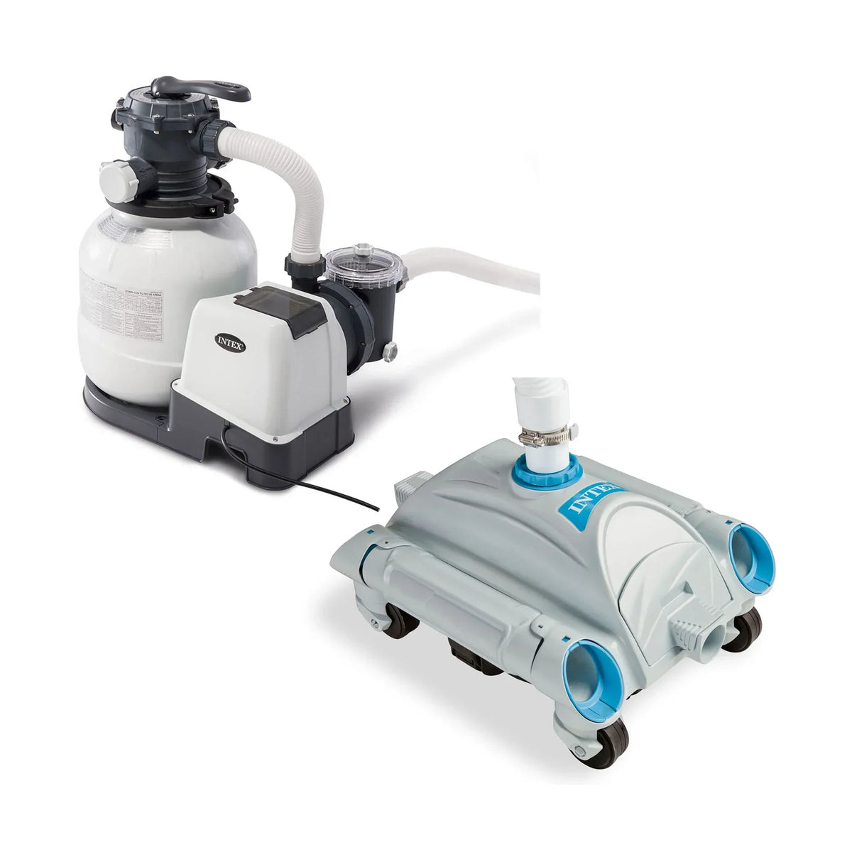 2025 Pompa filtrująca Intex 2100 GPH z filtrem piaskowym do basenów naziemnych z automatycznym odkurzaczem