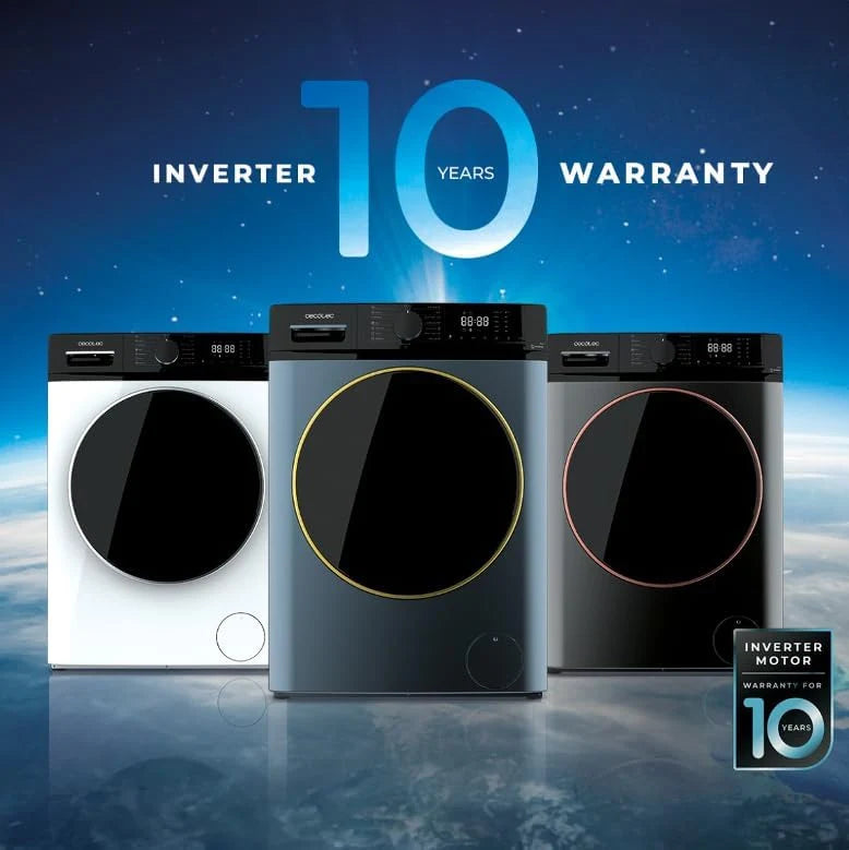 Cecotec Pralka 10kg Ładowana Od Przodu Bolero DressCode 10610 Inverter Steel A. 1400 obr./min, Steam Max, Silnik Inverter Plus, 15 Programów, OnSmart, Smooth Wash, Stop&Go, Uszczelka Antybakteryjna, Drum Clean