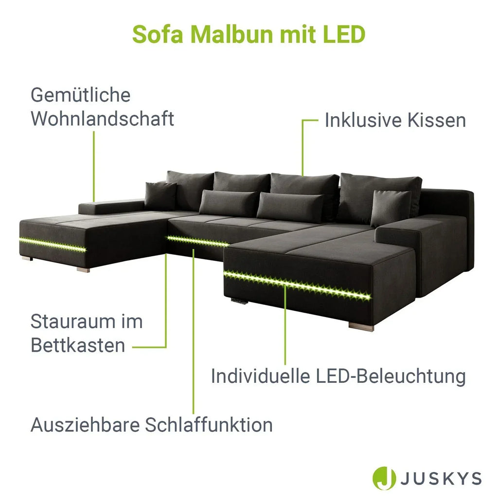 2025 Sofa narożny Malbun z oświetleniem LED