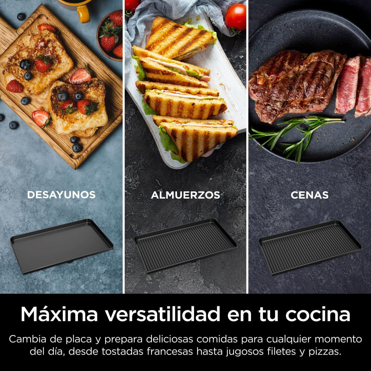 Ninja Sizzle Pro XL grill i płyta grillowa do użytku wewnątrz pomieszczeń z nieprzywierającą ceramiczną płytą grillową, odłączaną pokrywą, pojemnikiem na tłuszcz i książką z przepisami, srebrno-czarny GX101EU