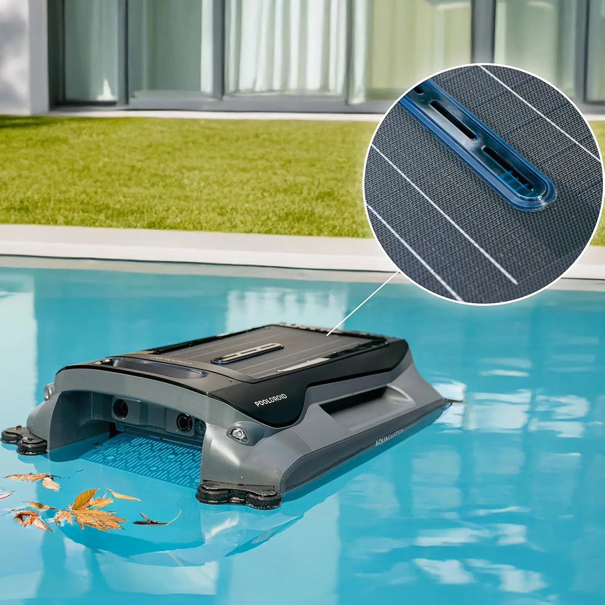 Robot do czyszczenia basenów Cecotec do powierzchni i linii wodnej Conga Pooldroid AquaSkater. Ładowanie słoneczne, 16h pracy, kosz 4,5L i filtr 187,5μm, nawigacja ultradźwiękowa