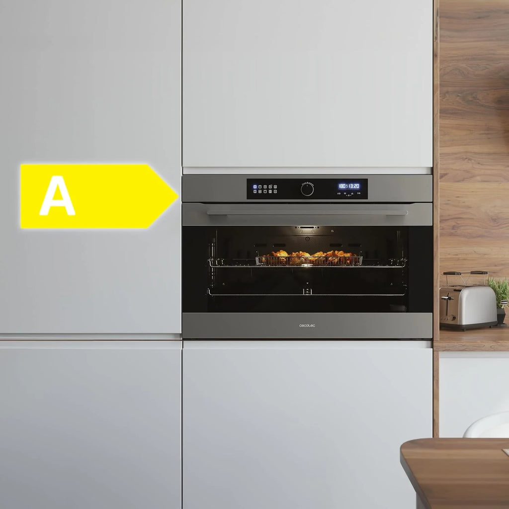 Piekarnik do zabudowy Cecotec Multifunción Bolero Hexa AF319000 Inox A 3800W, pojemność 133L, 11 funkcji z Airfryer Master, Pizza Master, Steam Assist, Steam EasyClean, 3D Cooking, Defrost