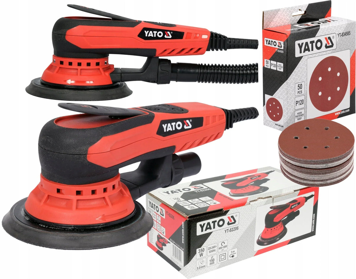 ORBITAL SANDER 150MM 350W WITH SPEED CONTROL + P120 DISCS 50 pcs. YATO