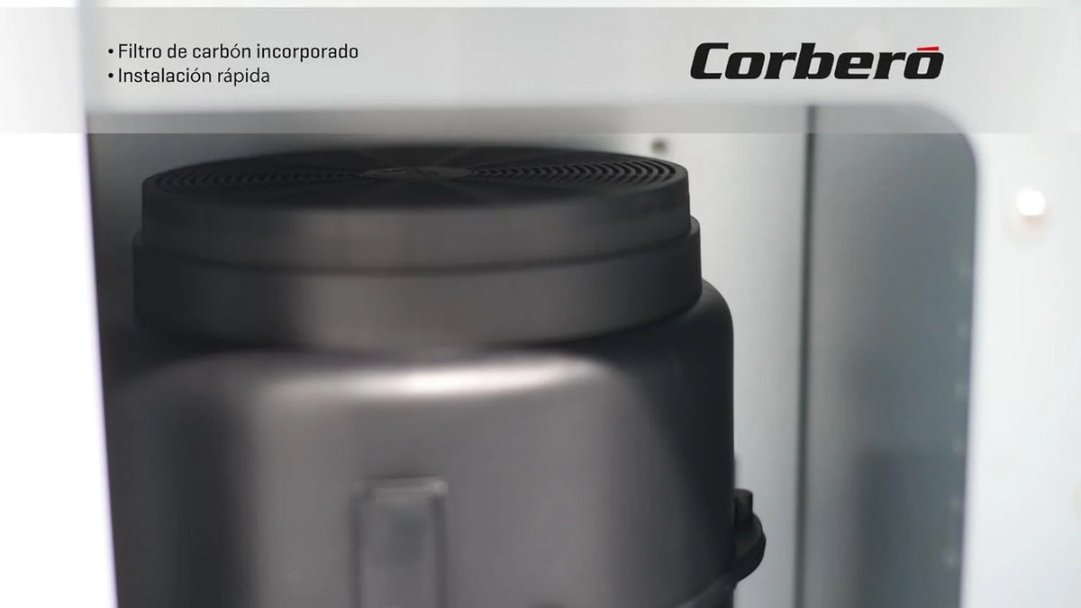 Corberó - Okap Dekoracyjny | NYASA9000B | 90 cm | 3 prędkości, sterowanie dotykowe, wydajność 1000 m3/h | Czarne szkło